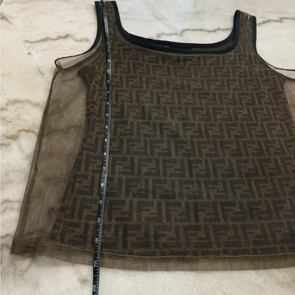 Vintage 90’s Fendi Mesh Overlay Logo Tank - Picture 9 of 13